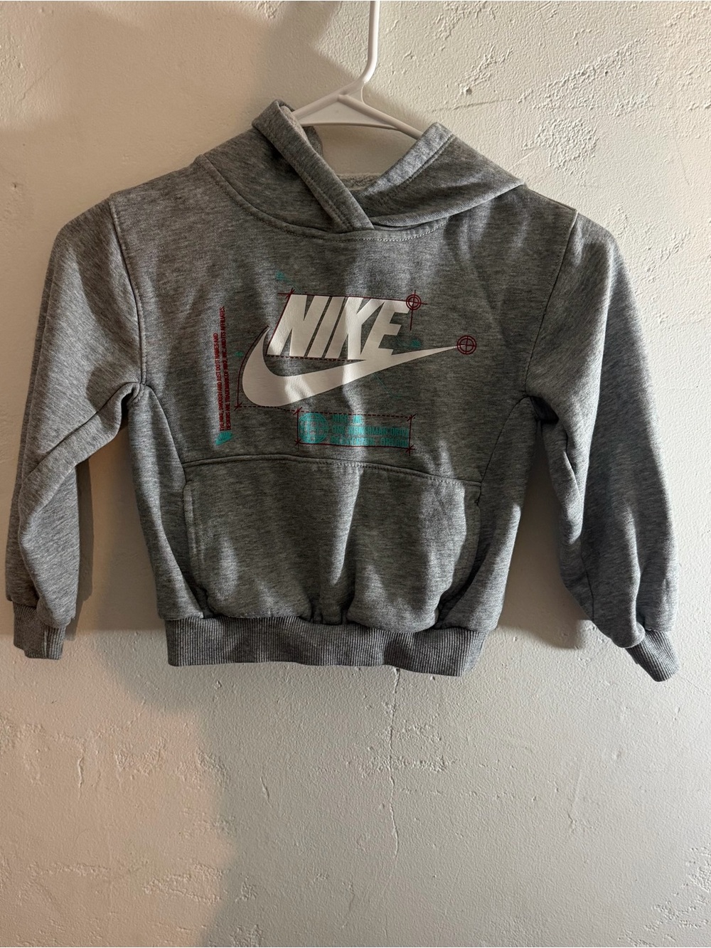 Nike Kids Gray Fleece Pullover Hoodie Logo Graphic Size 4 XS 3-4 Years